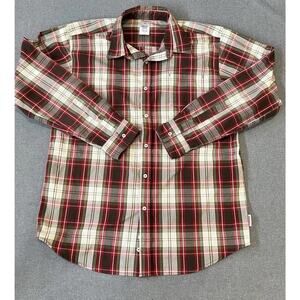 Burton Shirt Men XL Red Plaid Button Shacket Snowboard Outdoors Hike Grunge